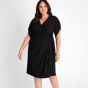 Kiyonna Eden faux-wrap dress, black, 2X, NEW WITH TAGS